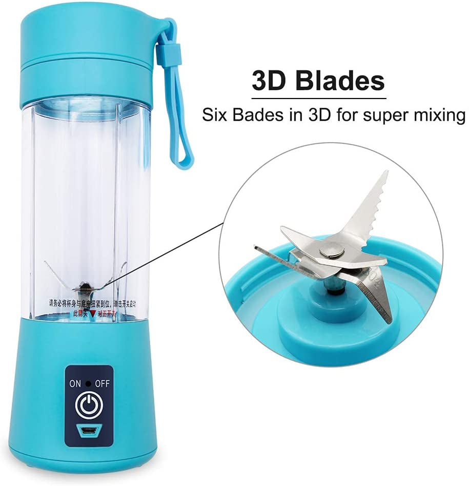 Portable Powerful 6 Blades USB Rechargeable Juicer/Blender Smart Juicer